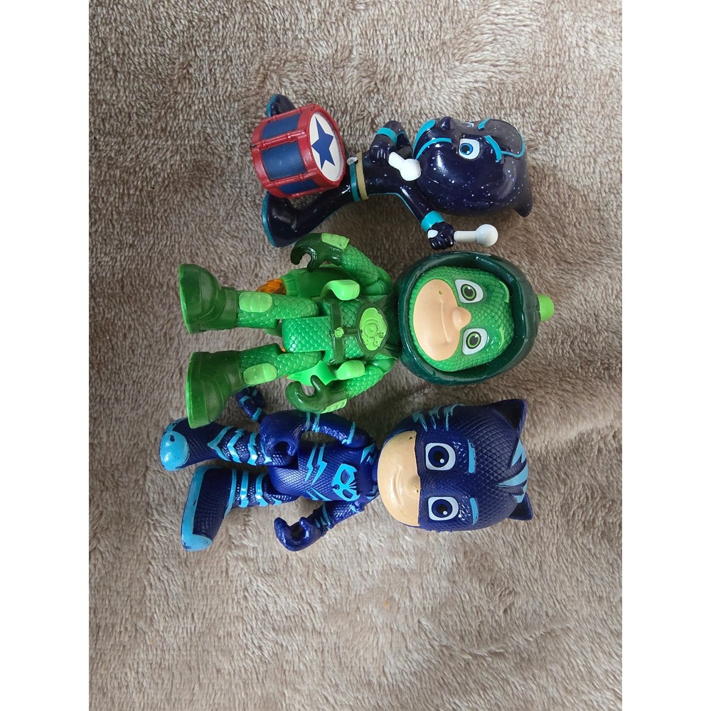 PJ Masks Action Figure Lot Catboy Gekko with Jetpack Night Ninja with Drum